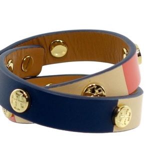 Tory Burch Double Wrap Logo Stud Bracelet